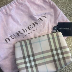 Burberry vintage pink plaid cosmetic bag/ wallet!